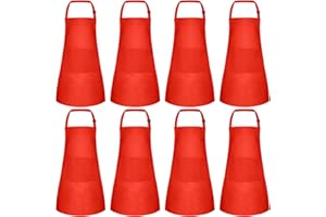 Morcheiong 8/12/24 Pack Adjustable Kids Apron Bulk with 2 Pockets Toddler Apron Kids Painting Aprons for Baking Painting