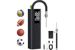 Olgeo Electric Ball Pump, 4X Faster Portable Air Pump with Pressure Gauge and Digital LCD Display for Basketball, Soccer Ball