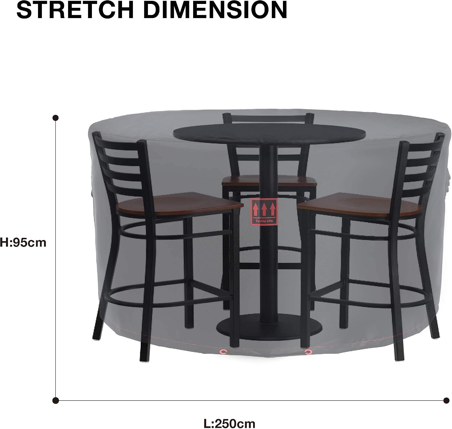 Turtle-Life Garden Furniture Covers, Round Garden Table Cover, Waterproof, Tear Resistant - Image 3