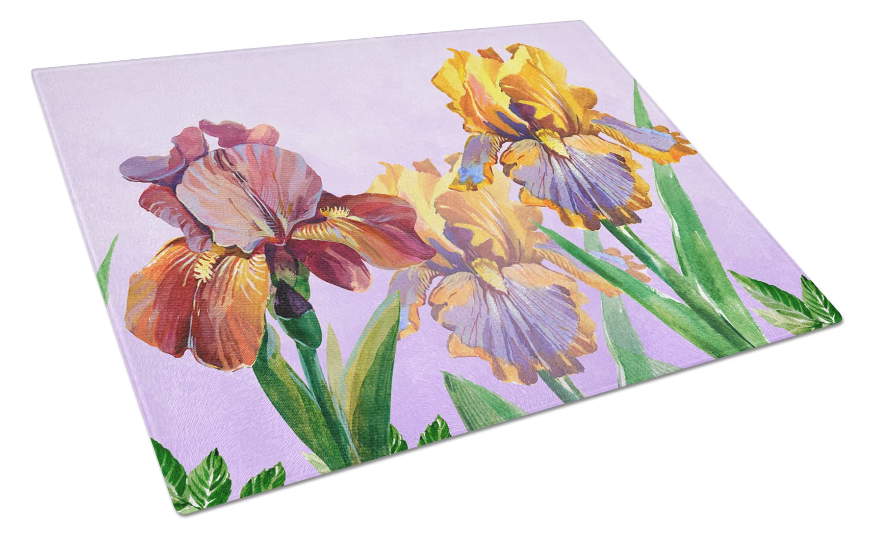 Caroline's Treasures BB7445LCB Purple and Yellow Iris Glass Cutting Board Large, 12H x 16W, Multicolor