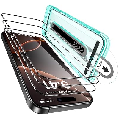 ESR 3 Pack for iPhone 16 Pro Screen Protector, [9H Hardness] [Military Grade Shatterproof] Tempered Glass Film with Flawless Fit Tray, HD Clear, Scratch Resistant