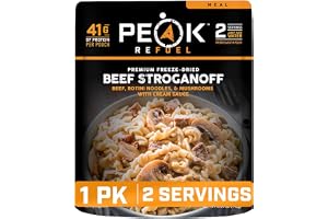 Peak Refuel Beef Stroganoff Freeze-Dried Backpacking Meal with Real Meat | Real meat beef stroganoff, High protein, Non GMO ingredients, Lightweight camping meal, Just add water, Ready in 10 minutes