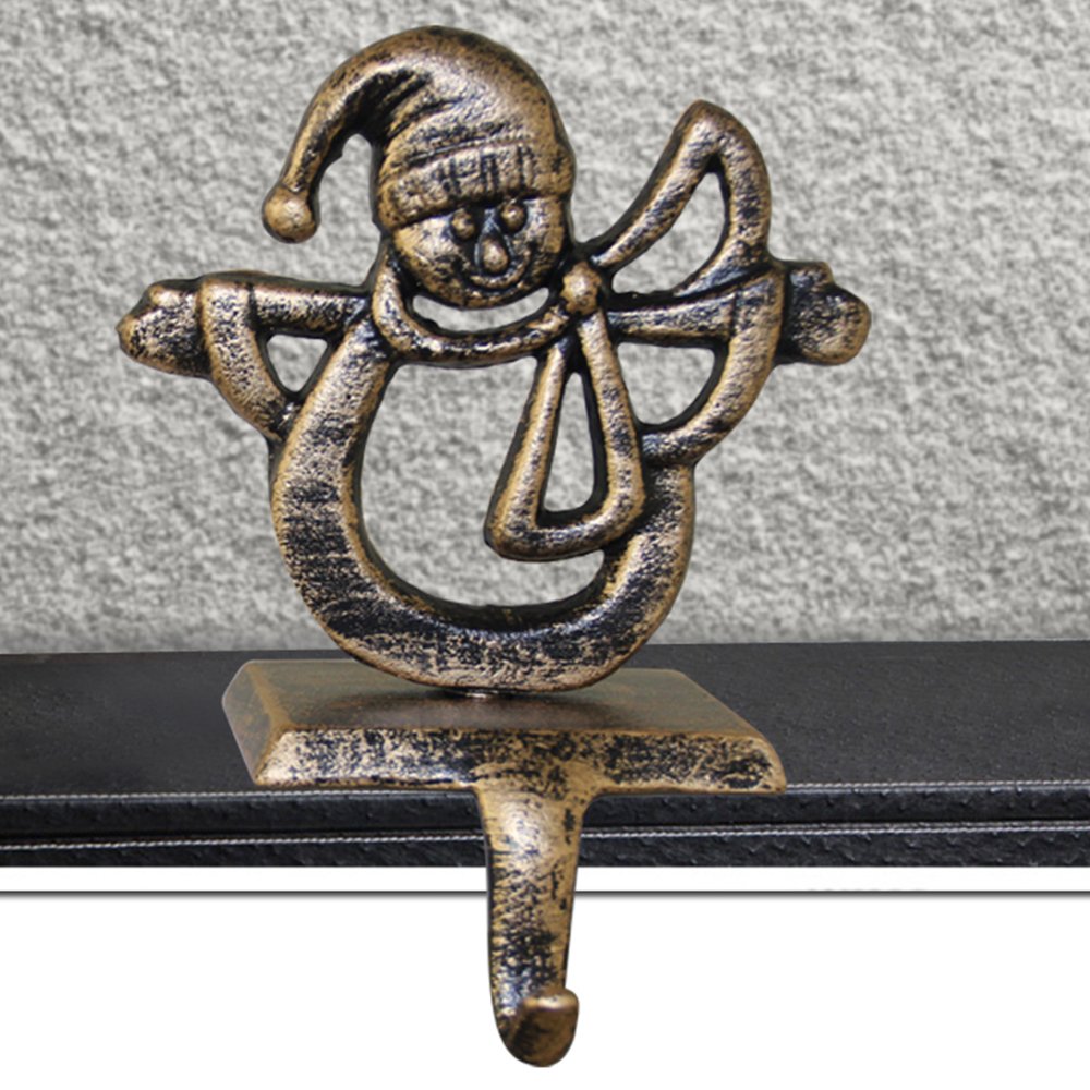 Christmas Stocking Holder Set Vintage Stocking Hooks Anti-Slip Mantle Hangers for Mantel Fireplace Christmas Home and Party Decor (1PCS Snowmen)