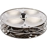 Tabakh 3-Rack Stainless Steel Plates Idli Stand, Makes 12, Silver