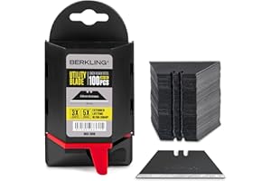 Berkling Utility Knife Blades 100 PCS With Dispenser, SK2H Laser Sharpened Hardened Black Carbon Steel, Ultra 3X Sharper and 