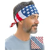 Costume Adventure American Flag Bandana Headband for Men and Women | Men's Patriotic USA Flag Bandana USA Apparel Clothing Bandanna America Apparel - One Size