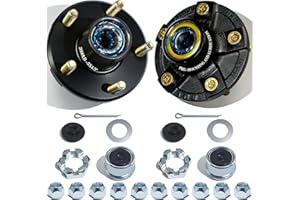 OZISENS 2 Sets Pre-Iubricated Trailer Hub Kits 5 on 4.5'' For 2000 lbs 1-1/16'' Straight Spindle,Pre-Assmelde L44649 Bearings And Grease Seal 5x4.5 Trailer Idler Hub 5 Lug Bolt Trailers Wheel Hubs Kit