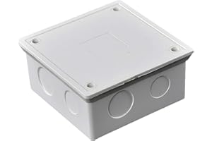 DJC Supply Co. 4" x 4" x 3" PVC Plastic Junction Conduit Box with Pre Molded 3/4" & 1/2" Conduit Holes, Easy to knock out covers, Metal screws