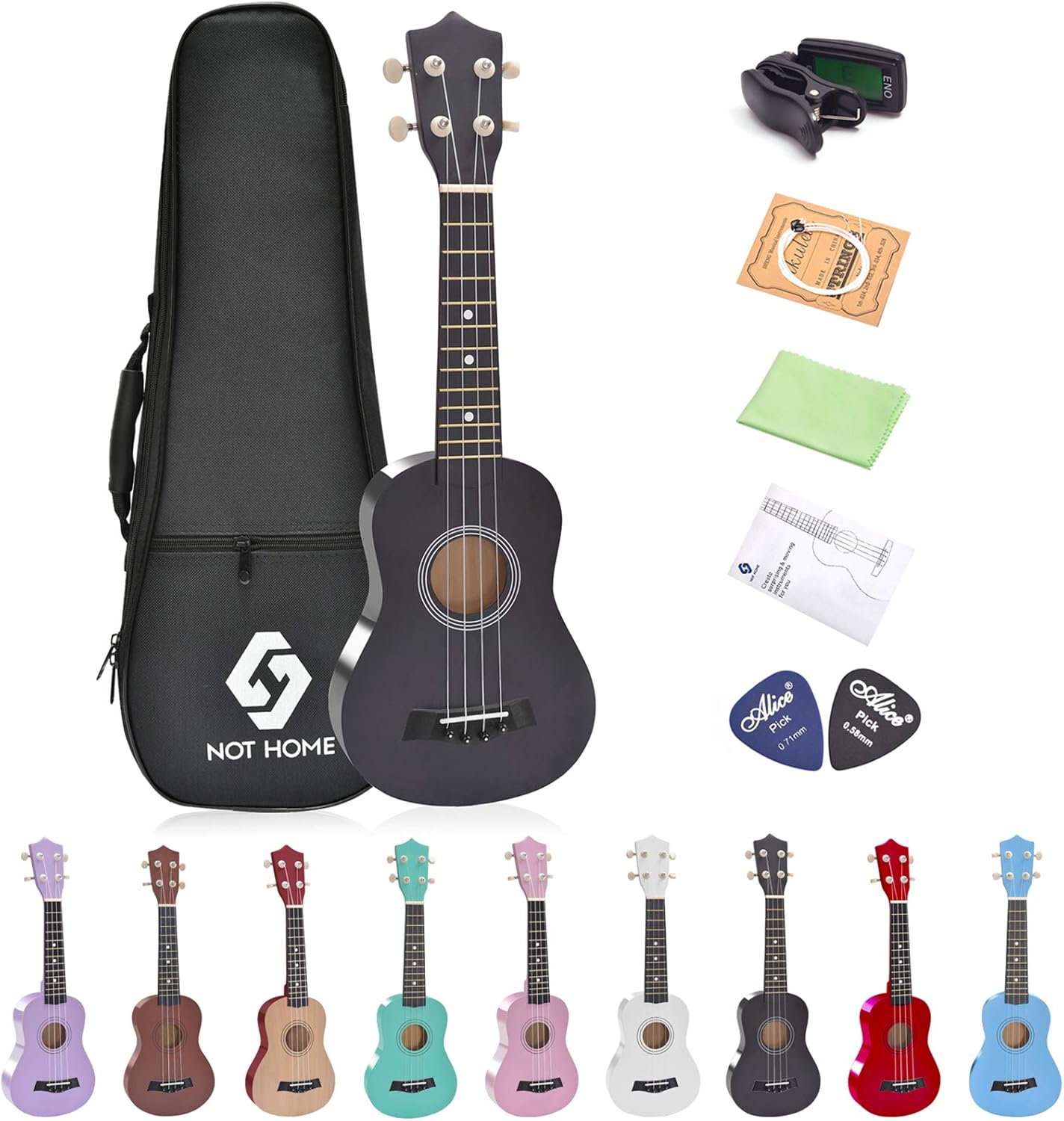 Soprano Ukulele Beginner Pack, 21 Inch Basswood Kids Ukulele Starter