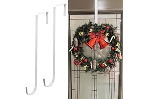 Fidqiog 2 Pcs Wreath Hanger for Front Door, Thick 1cm Wreath Door Hanger for Christmas & Halloween, Carbon Steel Garland Hang