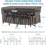 Velway 180x120x74cm Outdoor Table Cover Waterproof Windproof Black view 2