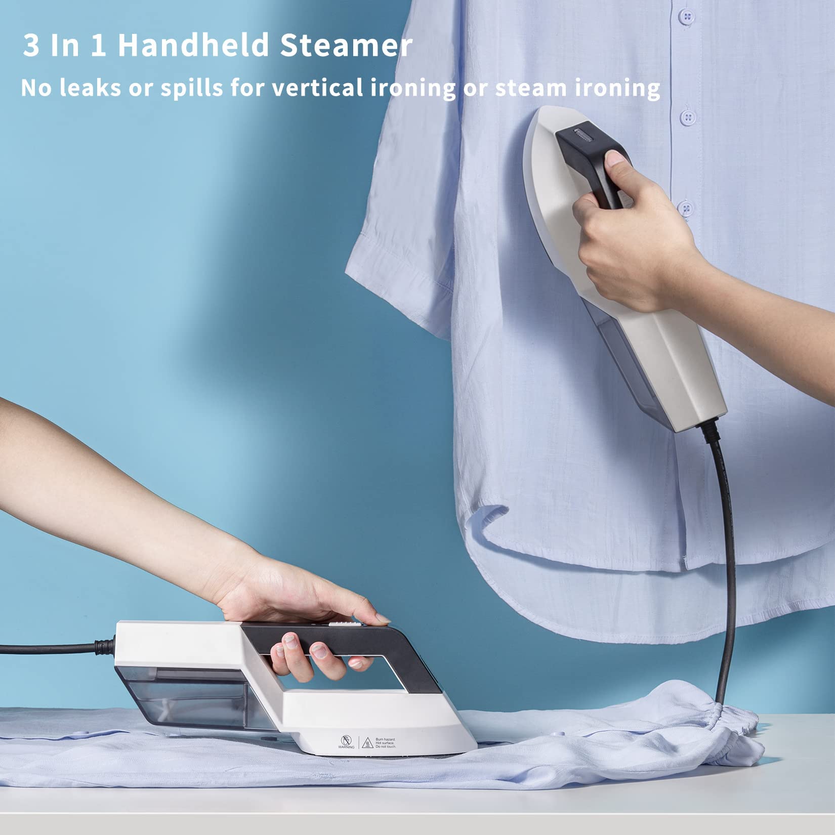HOMETOP Handheld Steamer for Clothes, 30-Second Fast Heat-up, 1300W Powerful Garment and Fabric Steamer, Removes Wrinkle, Portable Steam Iron for Home and Travel