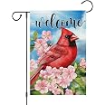 Wodison Gartenflagge 'Welcome Spring Summer' – Doppelseitig, Jute, 30,5x45,7 Cm