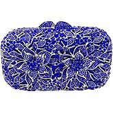 Boutique De FGG Flowers Women Crystal Clutch Purses Evening Minaudiere Bags Wedding Party Bridal Rhinestones Handbags,Mini