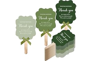 Huwena 50 Pcs Wedding Hand Fans for Guests Bulk Wooden Decorative Handheld Wedding Favor Fans with Handle Thank You for Staying with Us Guest Gift for Ceremony Bridal Shower Party Decor(Green)