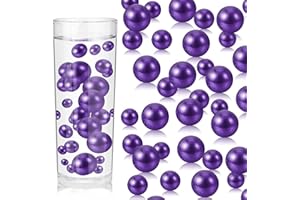 ZEBMOON 100PCS Purple Faux Pearls Beads for Centerpiece Vases, Vase Filler Faux Pearls, No Holes Filler Beads for Party Anniversary Birthday Wedding Table Decor, 14/20/30mm
