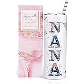 GloxwRiyt Nana Gifts for Grandma From Grandchildren, Birthday Christmas Gifts For Nana from Grandson Granddaughter, 20oz Floral Stainless Steel Tumbler with Lid