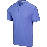 Three Sixty Six Collarless Golf Shirts for Men - Quick Dry Short Sleeve T-Shirt with 4-Way Stretch Fabric & UPF 30