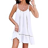 Blooming Jelly Womens Beach Cover Up Dress Flowy Spaghetti Strap Sleeveless Swimsuit Coverup Cute Summer Vacation Sundress