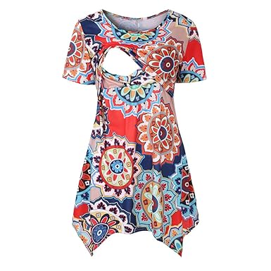 Snakell Damen Kurzarm Umstandsshirt Mutterschaft Klassisches T-Shirt Schwangerschaft Kleidung Still-Shirt/Umstandstop, Schwan