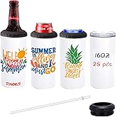 Lilsofee 25 Pack 16 oz Sublimation Blank Tumblers Bulk Skinny 4 in 1 Can Cooler with 2 lid Stainless Steel Double Wall Insulated Beer Bottle Holder Slim Can Coolers for Drinks