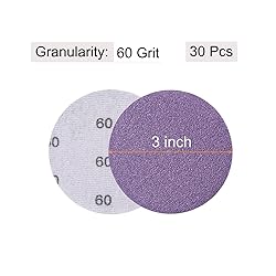 uxcell 30Pcs 3-Inch Purple Sanding Discs 60 Grits