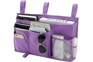 Bseash Bunk Bed Organizer, Bedside Caddy Hanging Bed Organizer Storage Bag 8 Pockets, for College Dorm Rooms Bed, Hospital Bed, Baby Bed Rails, 600D Oxford Cloth (Purple)