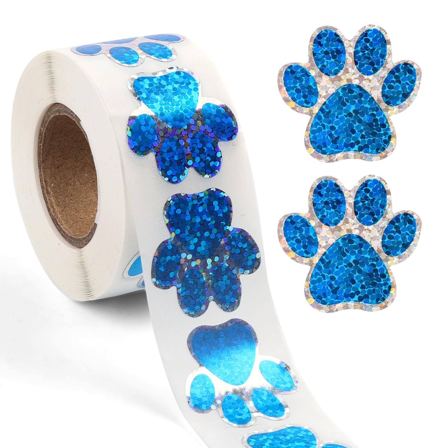 Photo 1 of 500pcs Dog Paw Print Stickers, 1 Inch Self-Adhesive Paw Print Sticker Puppy Paw Prints Stickers for Envelope Seals Mailing Office Room Party Decoration (Blue)