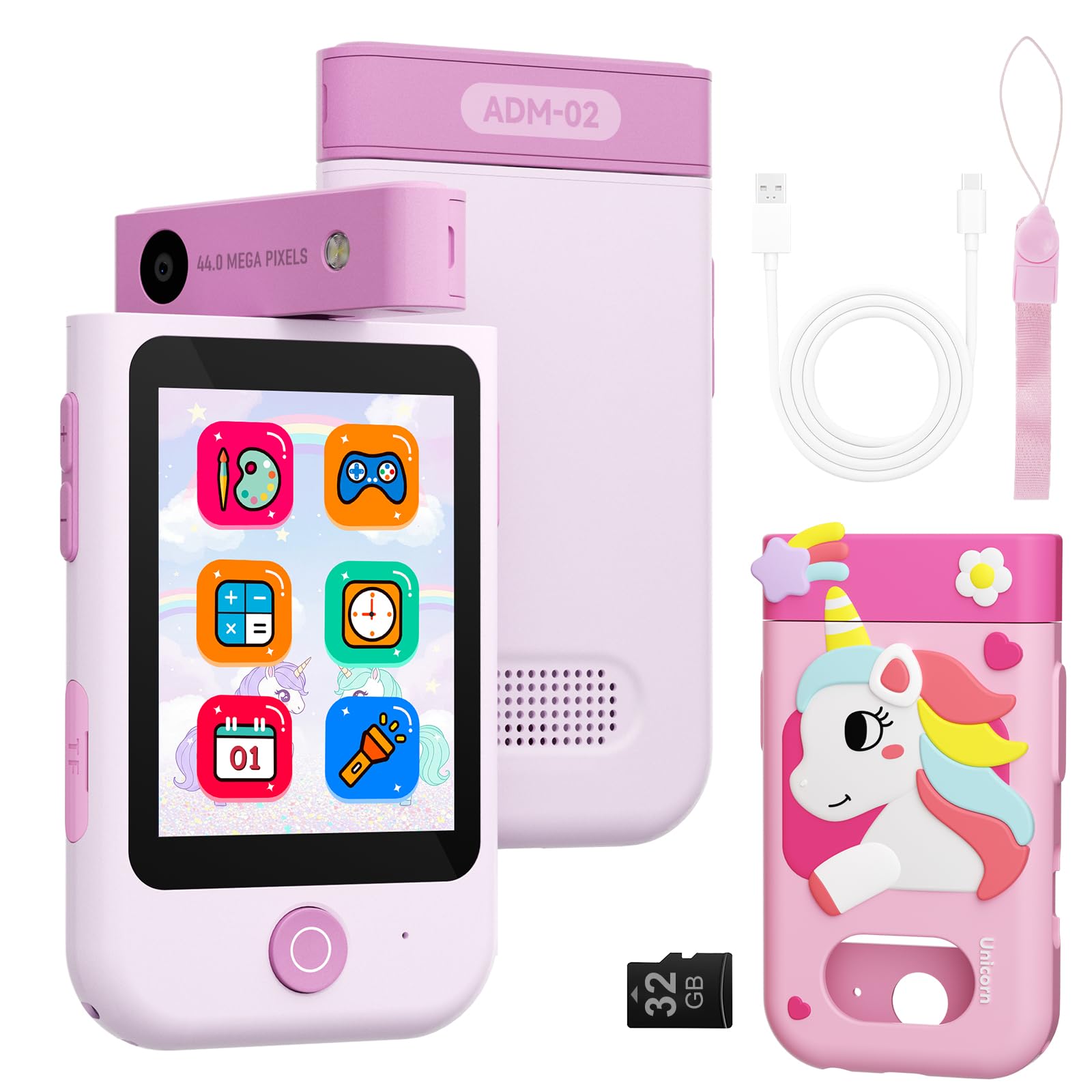 Photo 1 of Kids Smart Phone for Girls Christmas Birthday Gifts Age 2 3 4 5 6, 2.8'Touchscreen unicorn Toddler Learning Toy Story Phones for Kids and Dual Camera, Music Player, with 32G SD Card-Pink