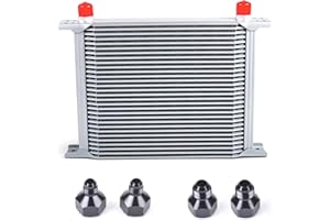 ZHSYMX 30 Row AN10-10AN Stacked Plate Oil Cooler With 6AN 8AN Adapter Universal Engine Transmission British Radiator Oil Cooler Condenser Aluminium Alloy Silver(30 Row-SI)