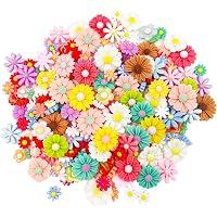 Elecrelive 50 Pcs Resin Flatback Flower Beads - 5 Colors Frosted Cabochons For Jewelry, Phone Cases, Crafts