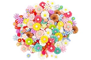 LOPURO Flower Resin Charms, 100Pcs Resin Flatback Beads Charms for Jewelry Making Cardmaking Scrapbooking Hair Accessories DIY Craft