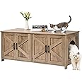 VEVOR Cat Litter Box Enclosure for 2 Cats, Litter Box Furniture Hidden with Double Rooms, Wooden Cat Box Cabinet Fit Most of Litter Box, 47.2" L x 18.5" W x 19.7" H, Greige
