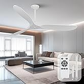 Swcita Large Ceiling Fans without Light, 60 Inch Modern Ceiling Fan with 3 Wood Blades, Noiseless Reversible DC Motor and Rem