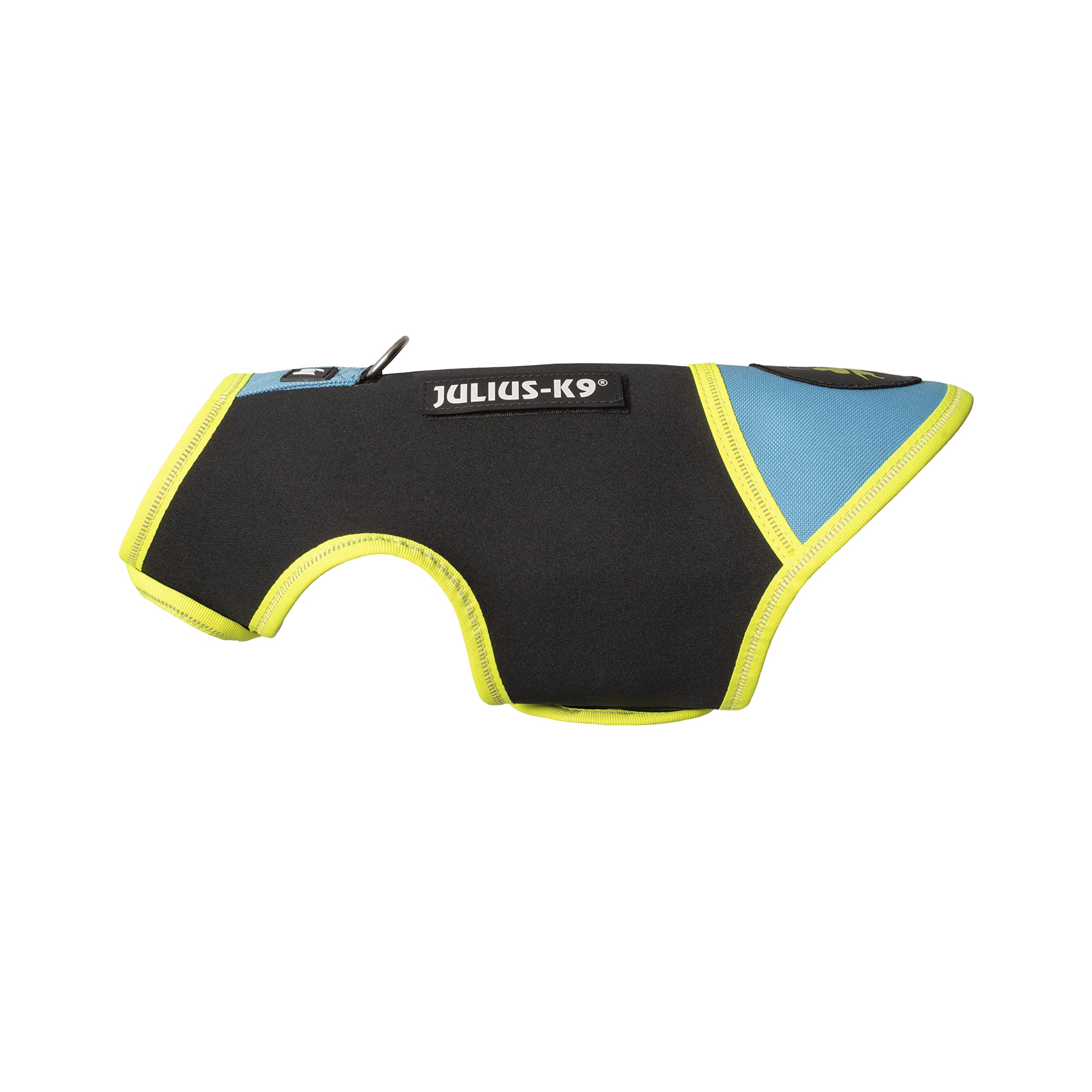 IDC Neoprene Dog Jacket, Size: Baby 2, Black and Aquamarine