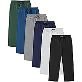 Andrew Scott Men's 6 Pack 100% Cotton Jersey Knit Yoga Lounge & Sleep Pajama Pants