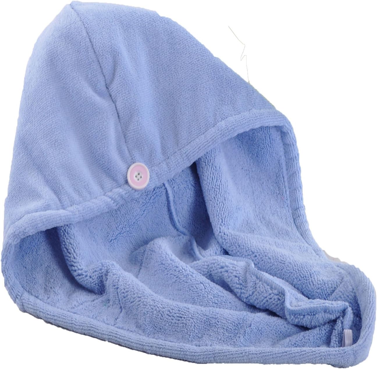 FlyMoon Microfiber hair turban drying wrap towel (Light Blue)