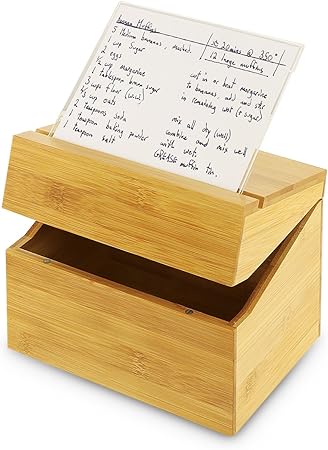 KOVOT caja de recetas de bambú con acrílico receta titular de la tarjeta: Amazon.es: Hogar