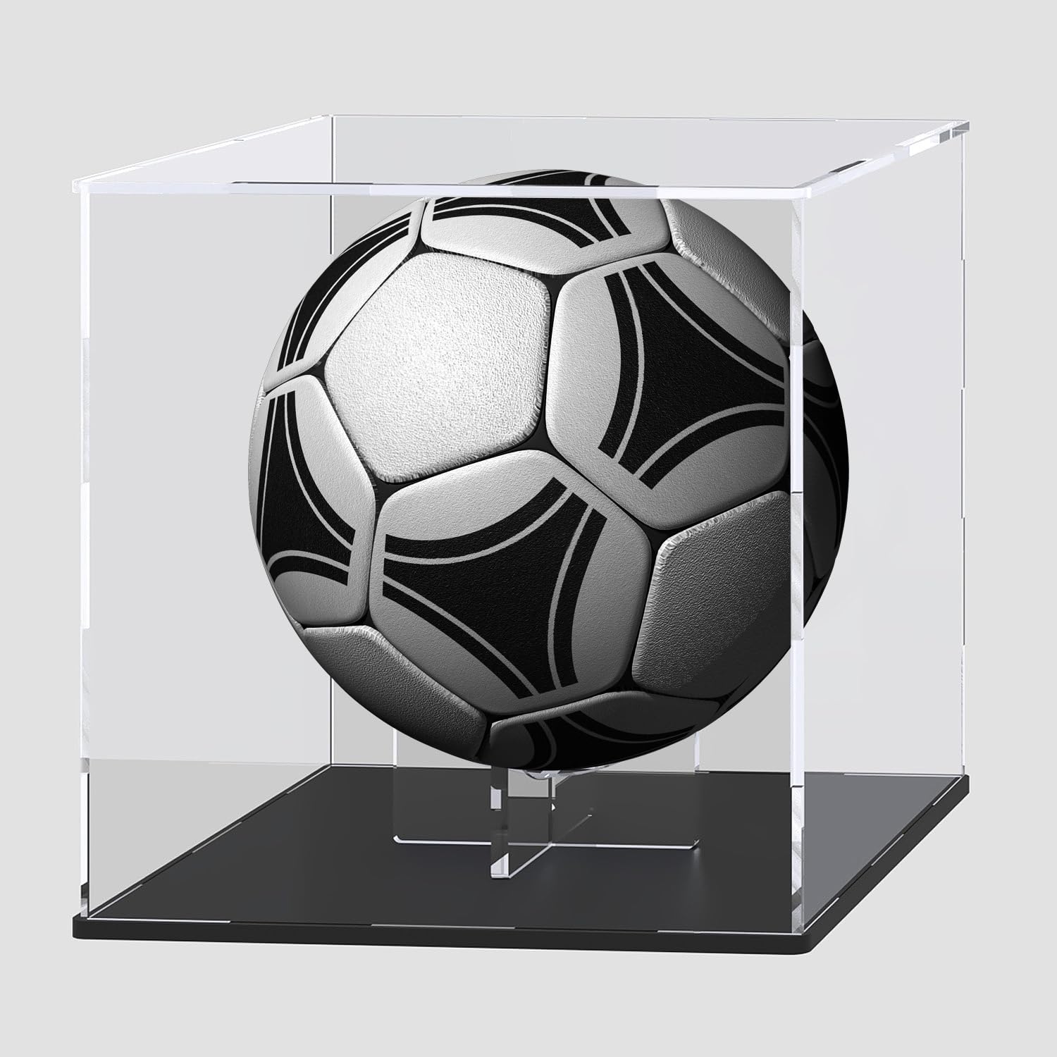 UoYeet Football Display Case with Ball Holder, Clear Display Box for Full Size Football Soccer Volleyballs, Sports Memorabilia Showcase