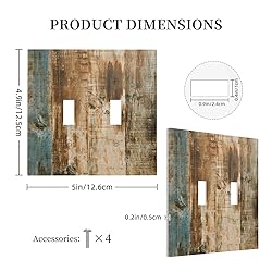 Vintage Brown Wood 2 Gang LightSwitch Plate Cover