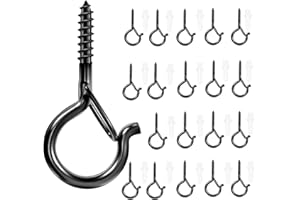 Zienlay 20 PCS Screw-in Hooks for Outdoor String Lights, Windproof Q Hanger Hooks With Safety Buckle, Cup Hook Eye Hooks for Hanging Plants, Christmas & Patio Lights, 2.2 Inches, Black