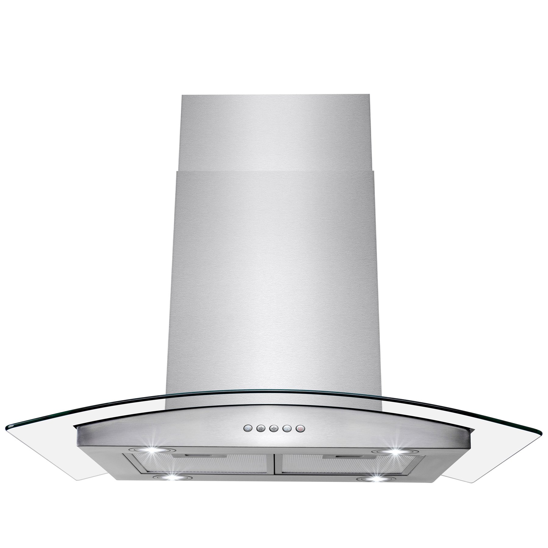 AKDY 30" Stainless Steel Island Mount Range Hood With Tempered Glass