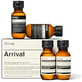 Aesop Arrival Kit, Hair and Body Care Set, Four Handy Travel Essentials | Travel kit featuring Shampoo, Conditioner, Geranium Leaf Body Cleanser and Rind Concentrate Body Balm.
