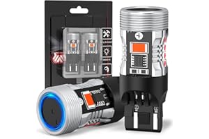 AINOSEIN 7440 7443 LED Bulb Red for Brake Light with 3570 Chips(Brighter Than 3030) CANBUS Error Free Anti Hyper Flash W21W Bulb with Built in Resistor Turbo Fan for Stop Tail Light, Not For CK Socket