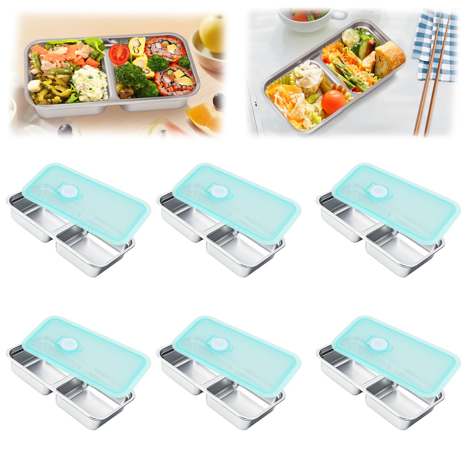 Photo 1 of *Missing Parts - Check clerk notes*
6 PCS Stainless Steel Snack Containers, Stainless Steel Double Compartment Snack Containers, Reusable & Dishwasher-Safe,Ideal for Travel, Outdoor Camping, Work and School