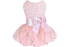 DOSUYI Dog Dress Fall Dog Clothes for Small Dogs Girl Puppy Dresses for Chihuahua Yorkie Teacup Clothes Pink Pet Outfit Cat Apparel