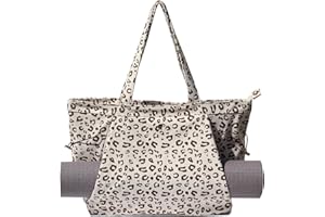 ESVAN Corduroy Yoga Tote Bag Gifts for Women Drawstring Yoga Mat Bag for Office Workout Travel Carryall Pilates Gym