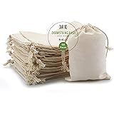 Muslin Bags Drawstring Cotton Bags, Organic Cotton Fabric Bags -50 Pcs 4 by 6 Inch - Natural Cloth Bags Sachet Bags with Draw