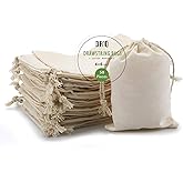 Muslin Drawstring Cotton Bags - 50 Pcs, 4x6 Inch - Organic Fabric Sachets for Party, Wedding, Home Storage & DIY Craft