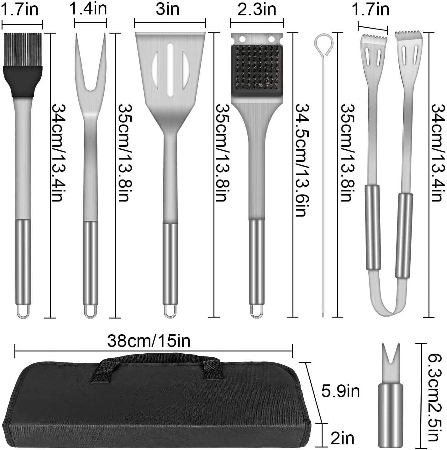 Hakkin Heavy Duty Barbecue Grilling Tools with Thick Stainless Steel Chef Grill Accessories BBQ